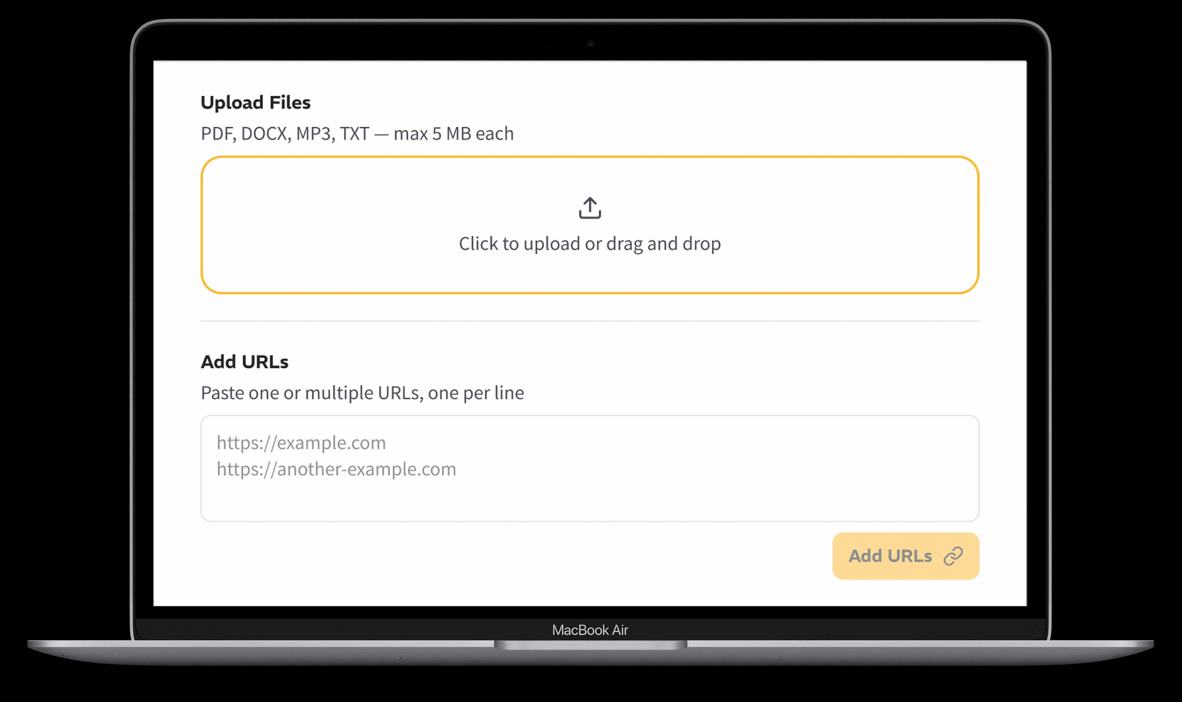 Sources: file upload and URLs
