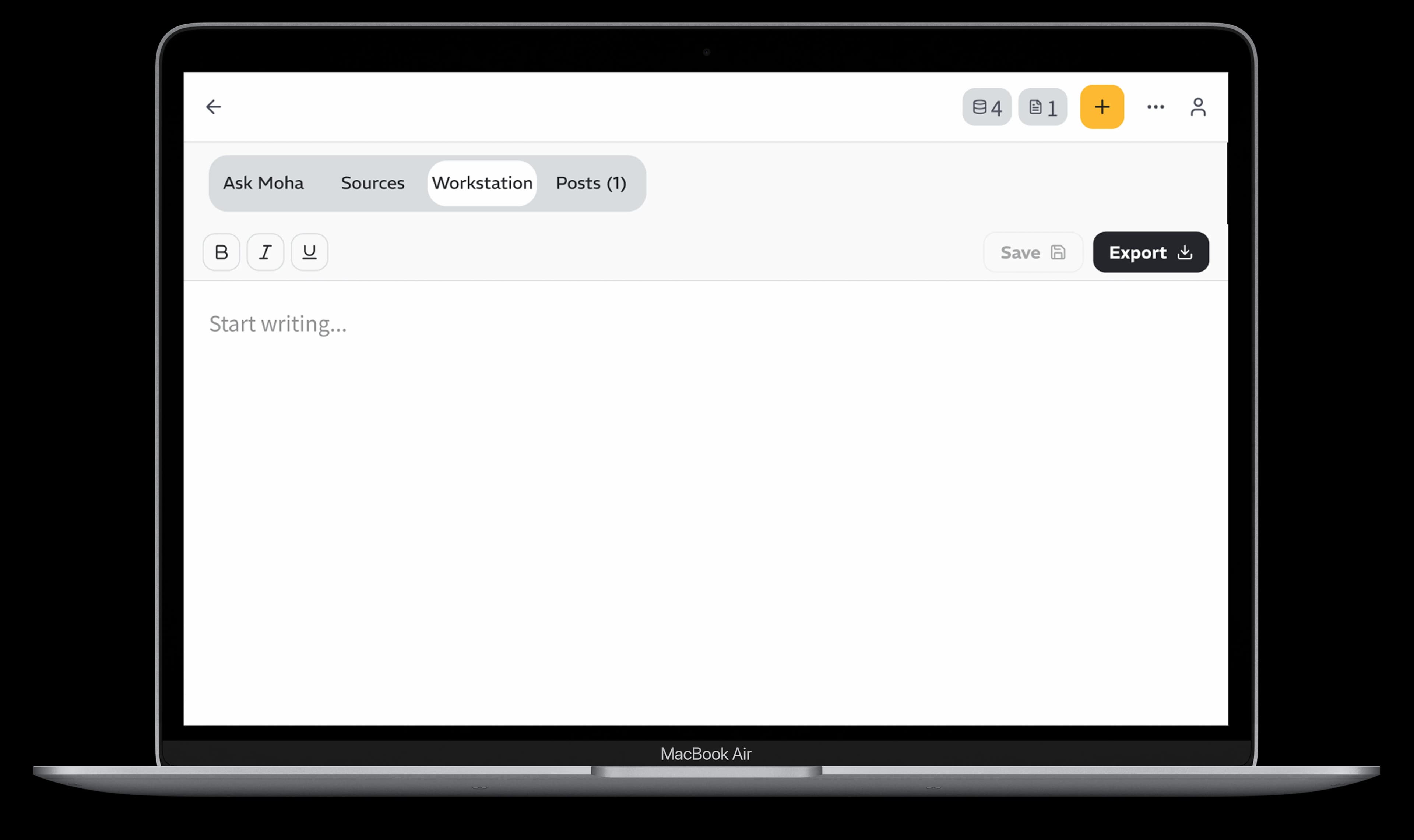 Workstation: persistent writing surface