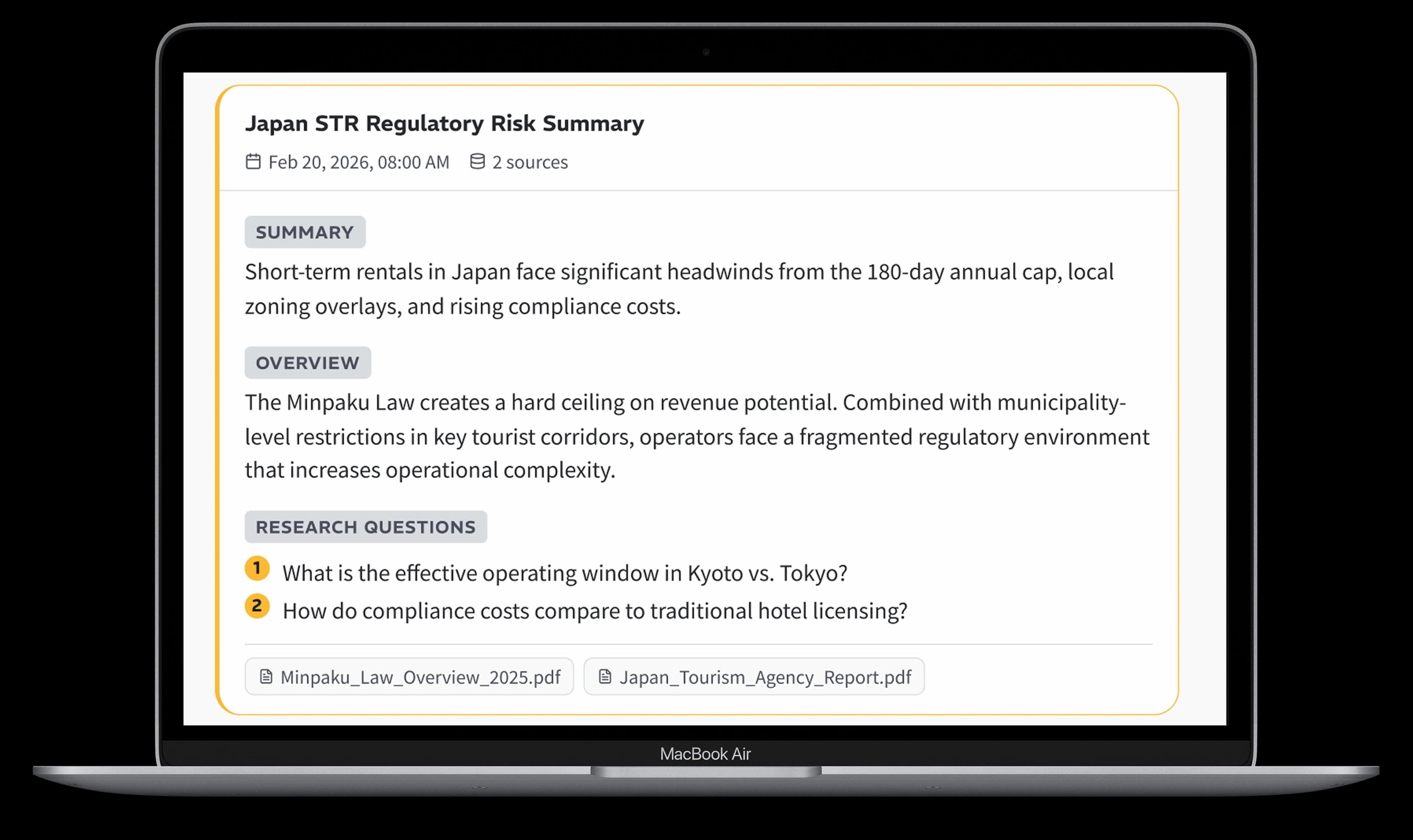 Summaries: structured output with sources