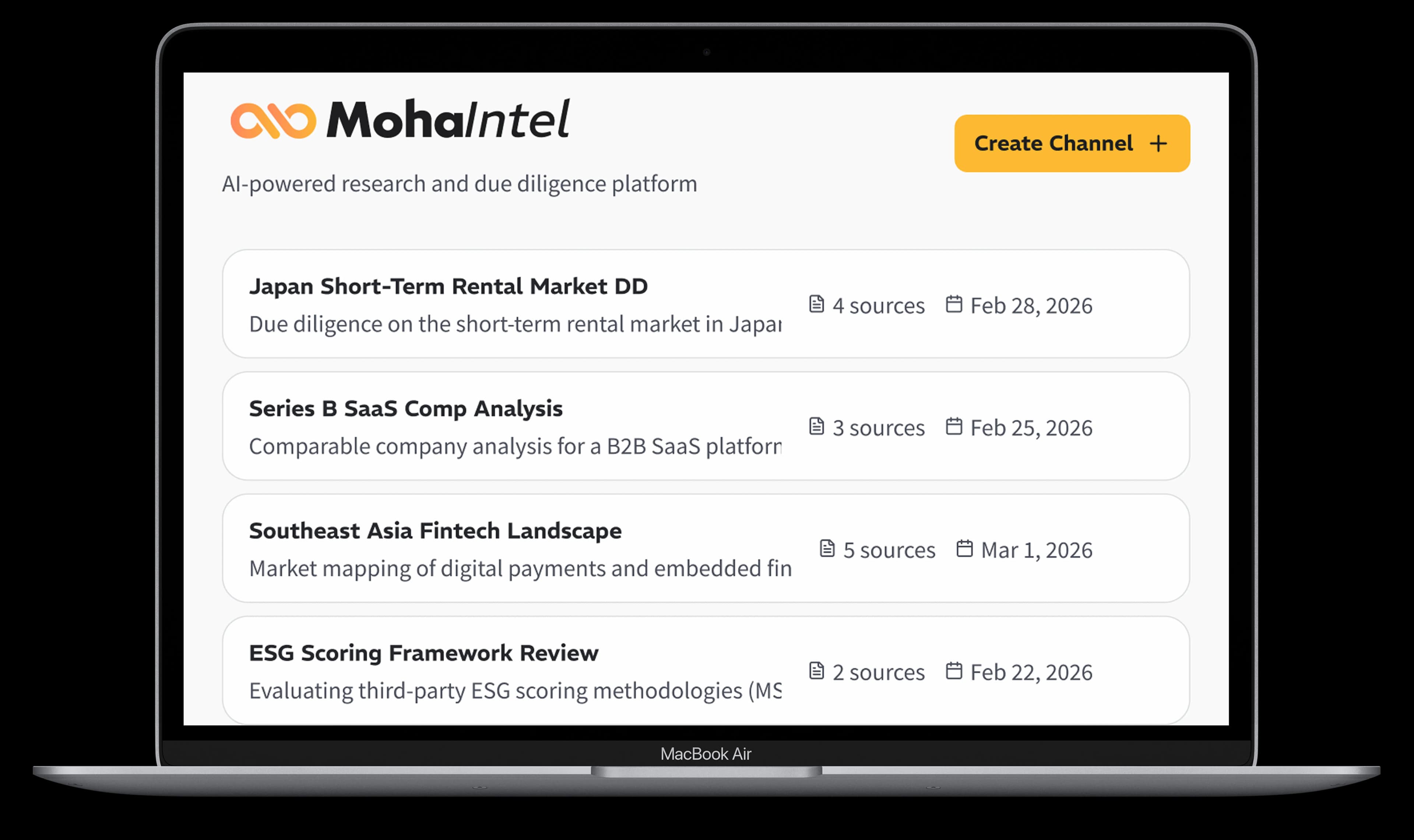 Channels: organized research threads